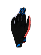 Alpinestars Techstar Gloves 2027, Motocross Gloves in Black and Pink with Blue silicone grips and synthetic suede palm.
