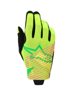 Alpinestars 2026 Radar Pro Handschuhe, Motocross-Handschuhe, Neongelb und Pink Fluo, einlagige Mesh-Konstruktion mit leuchtend pinken Diagonalstreifen und grünem geometrischem Stern-Logo, leichte Offroad-Rennausrüstung
