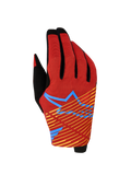 Alpinestars Radar Pro Handschuhe 2027, Motocross-Handschuhe, Rot und Schwarz, 4-Wege-Stretch-Mesh mit blauer Sterngrafik.