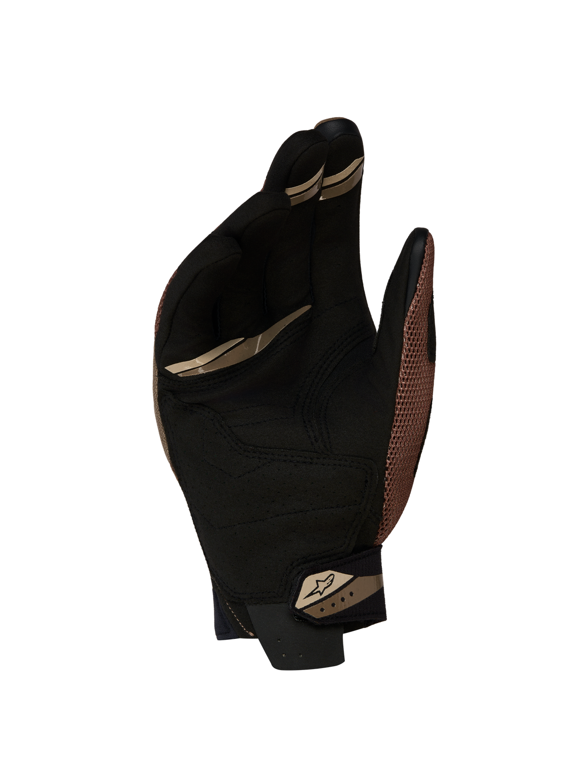 Alpinestars Megawatt V 2 Air Handschuhe, Motocross- und Enduro-Handschuhe in Schwarz und Braun, Handinnenfläche mit synthetischer Wildleder-Konstruktion, ergonomischem Griff und sicherem Bündchenverschluss