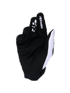 Alpinestars Full Bore V2 Handschuhe, Motocross-Handschuhe, Hellgrau und Schwarz, Handflächenansicht mit verstärktem synthetischem Wildleder und Silikongriff an den Fingern, weißes atmungsaktives Mesh an der Daumenseite, Alpinestars-Logo auf dem Zeigefinger