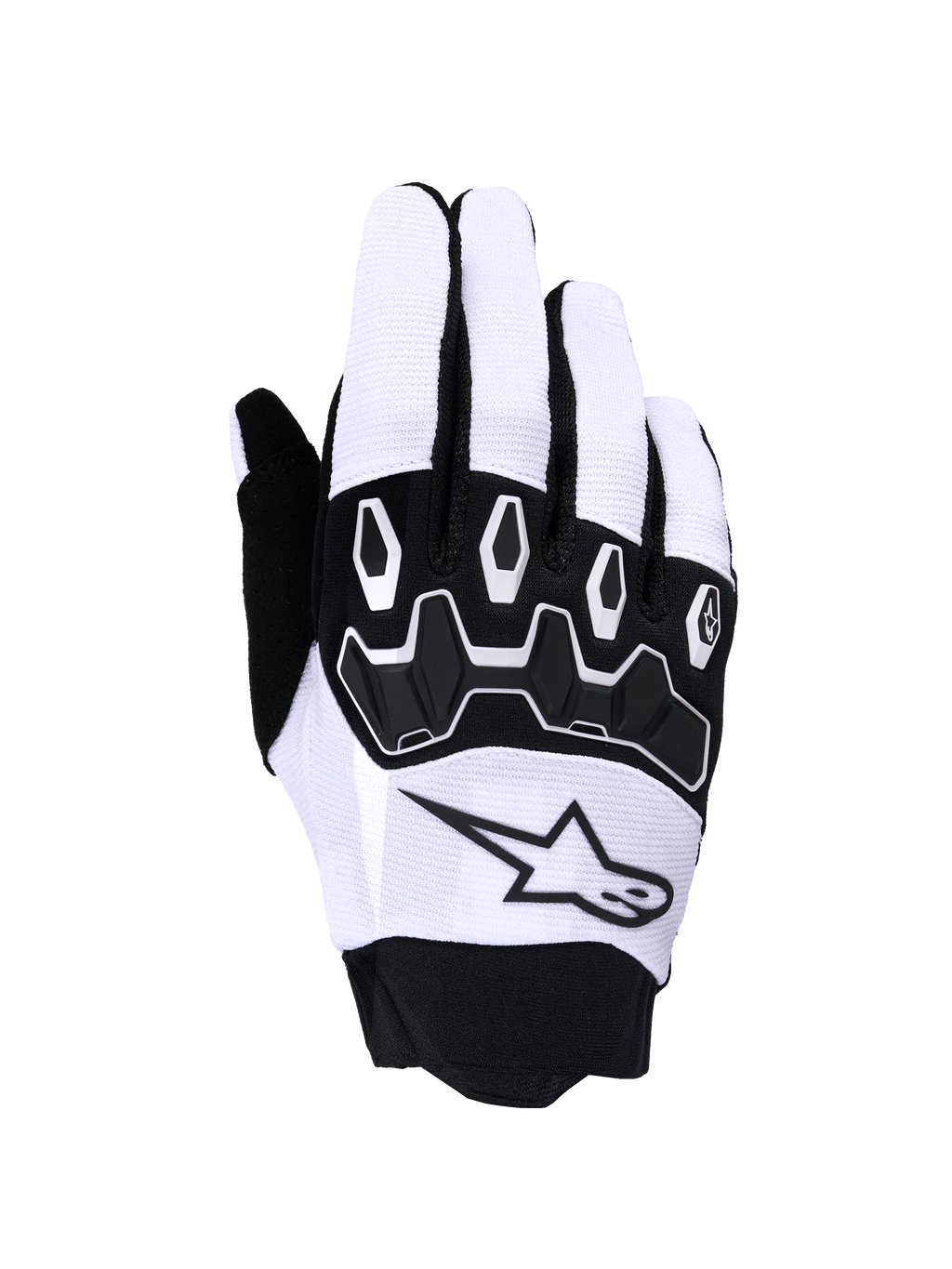 Alpinestars Full Bore V2 Handschuhe, Motocross-Handschuhe, Hellgrau und Schwarz, mit schwarzem, segmentiertem TPR-Knöchelschutz, atmungsaktivem Textil-Obermaterial mit Stern-Logo und Neoprenmanschette, entwickelt für Offroad-Performance