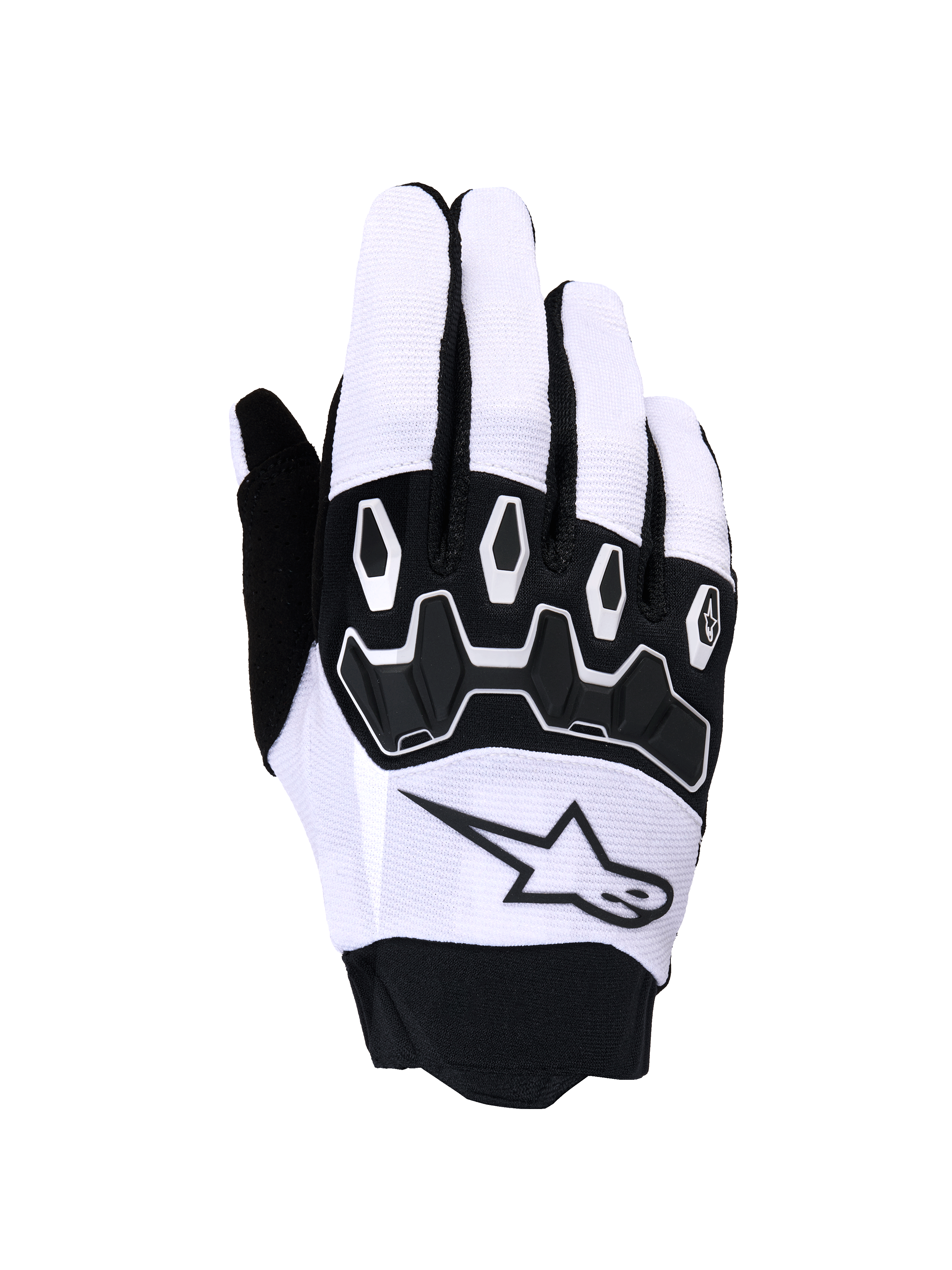 Alpinestars Full Bore V2 Handschuhe, Motocross-Handschuhe, Hellgrau und Schwarz, mit schwarzem, segmentiertem TPR-Knöchelschutz, atmungsaktivem Textil-Obermaterial mit Stern-Logo und Neoprenmanschette, entwickelt für Offroad-Performance
