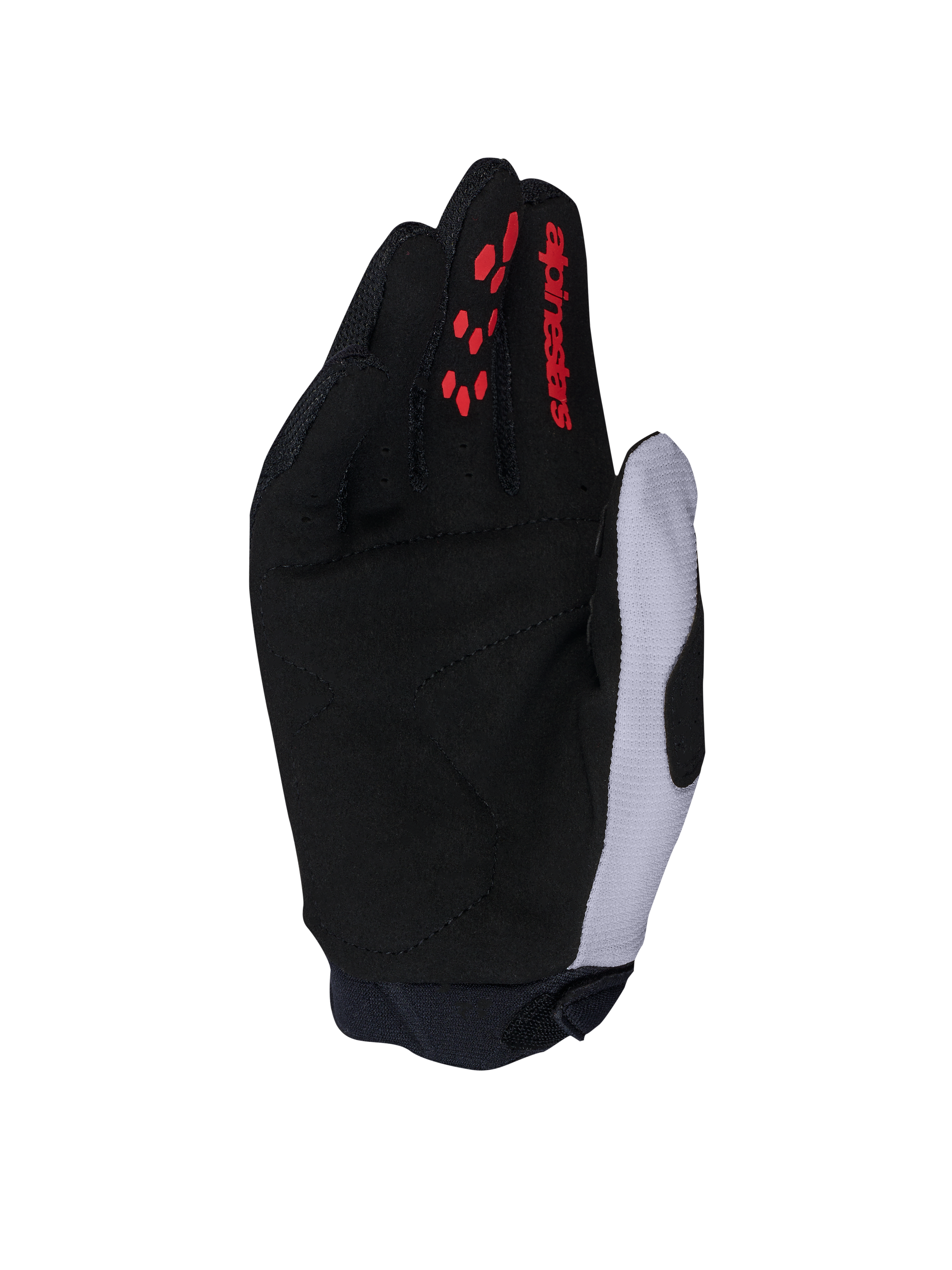 Alpinestars Full Bore V2 Motocross-Handschuhe, Schwarz und Helllila, verstärkte Handfläche aus synthetischem Wildleder.