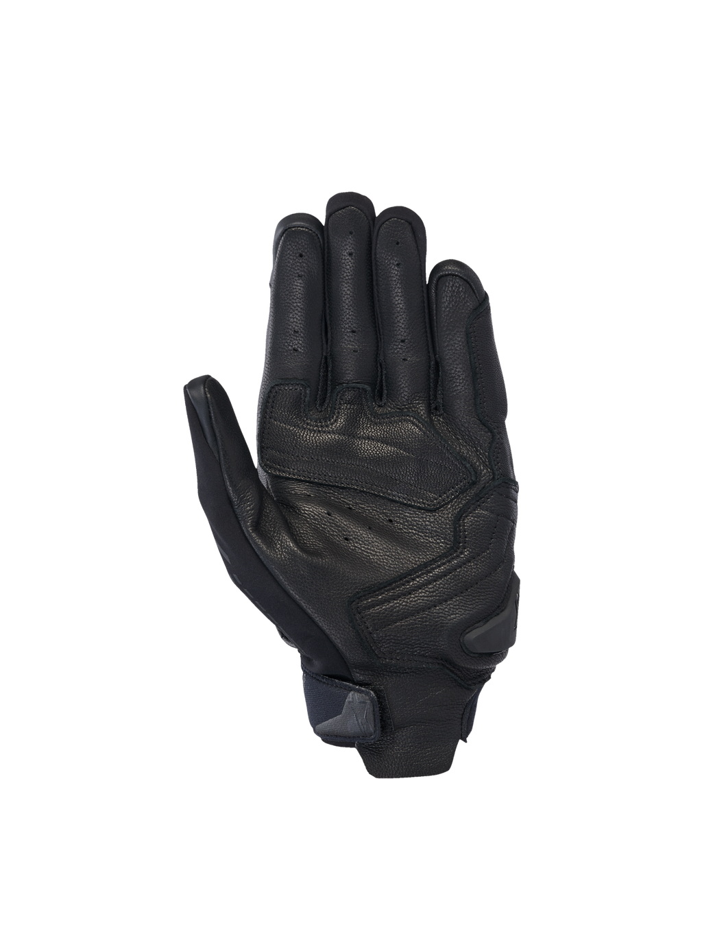 Alpinestars SP X 7 Handschuhe, Motorradhandschuhe für Herren, Schwarz, perforiertes Leder, Handflächenansicht mit verstärktem TPR-Handflächenschieber.