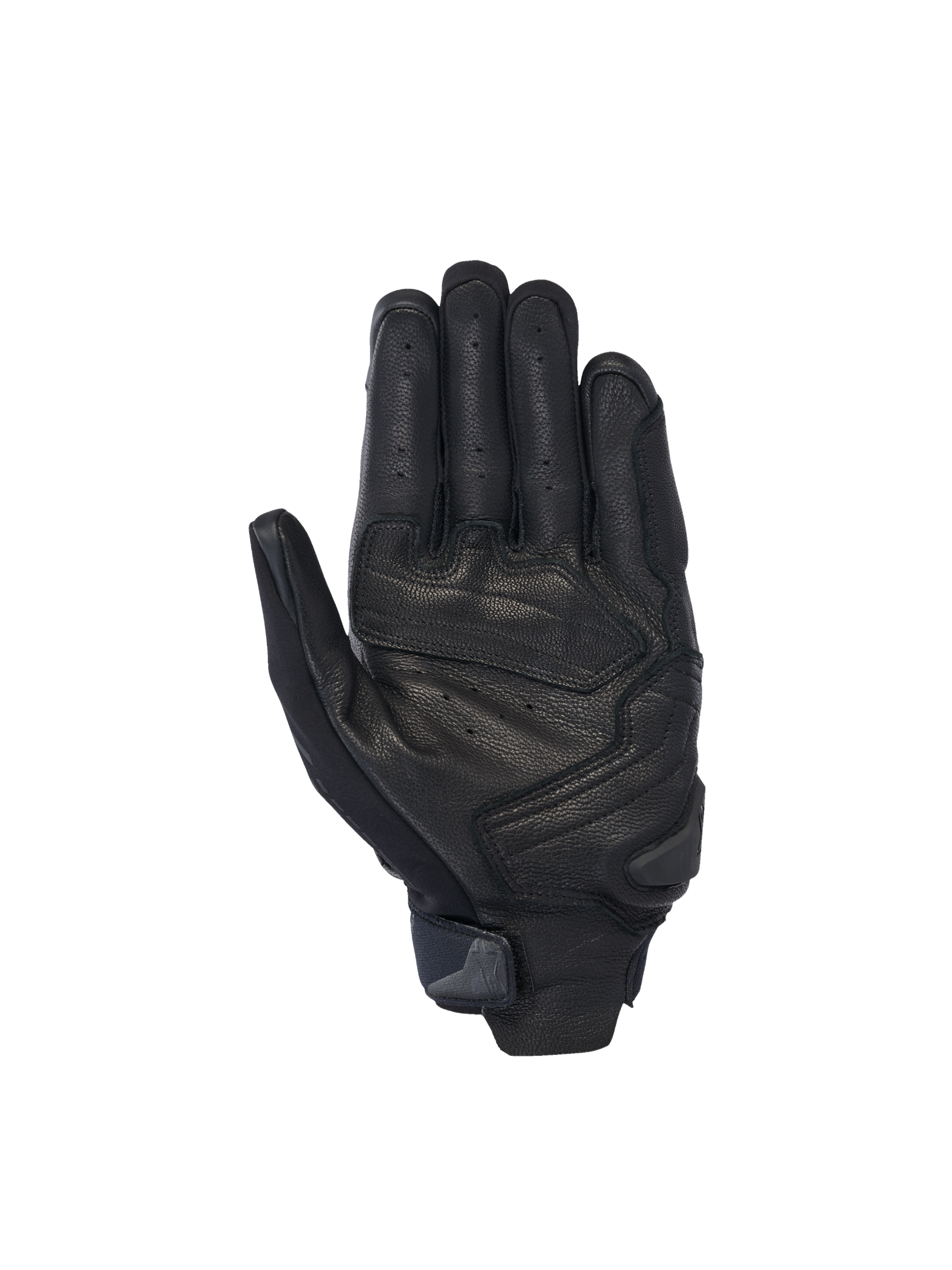 Alpinestars SP X 7 Handschuhe, Motorradhandschuhe für Herren, Schwarz, perforiertes Leder, Handflächenansicht mit verstärktem TPR-Handflächenschieber.