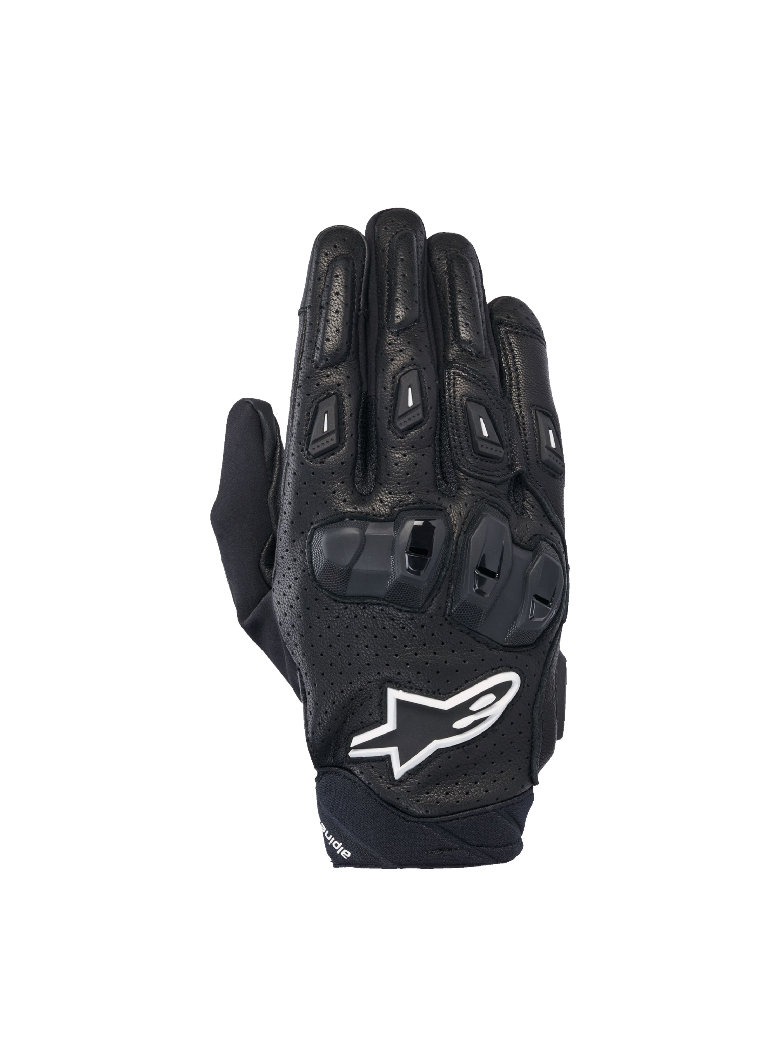 Alpinestars SP X 7 Handschuhe, kurze Motorradhandschuhe, Herren, Schwarz und Weiß, perforiertes Leder, TPU-Knöchelschutz