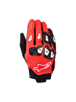 Alpinestars SP X 7 Handschuhe, kurzstulpige Motorrad-Rennhandschuhe, Schwarz, leuchtendes Rot und Weiß, mit perforierter Lederkonstruktion, TPU-Knöchel- und Fingerschutz sowie dem Alpinestars Stern-Logo auf dem Handrücken