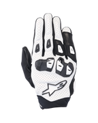 Alpinestars SP X 7 Gloves, Short Sport Motorcycle Gloves, White and Black, featuring perforated leather construction and double-density TPU knuckle protection, white star logo, ventilated design for summer performance riding