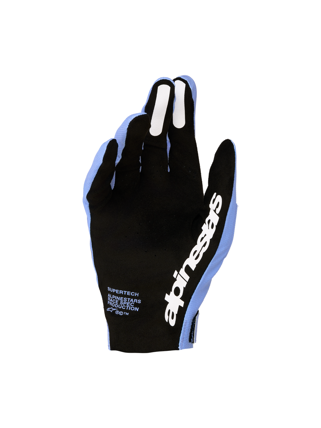 Alpinestars Supertech MX Handschuhe, Motocross-Handschuhe, Hellviolett und Schwarz, perforierte Handflächen und Silikongrip.