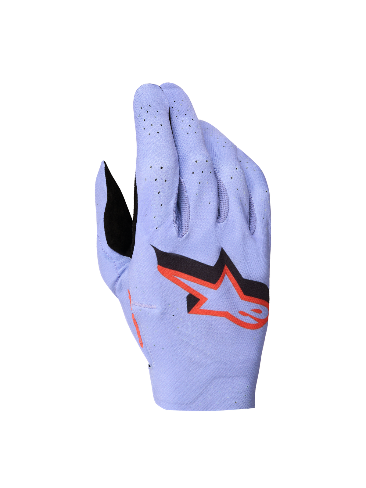 Alpinestars Supertech MX Gloves, Men's Light Violet and Black motocross racing gloves with perforated stretch textile.