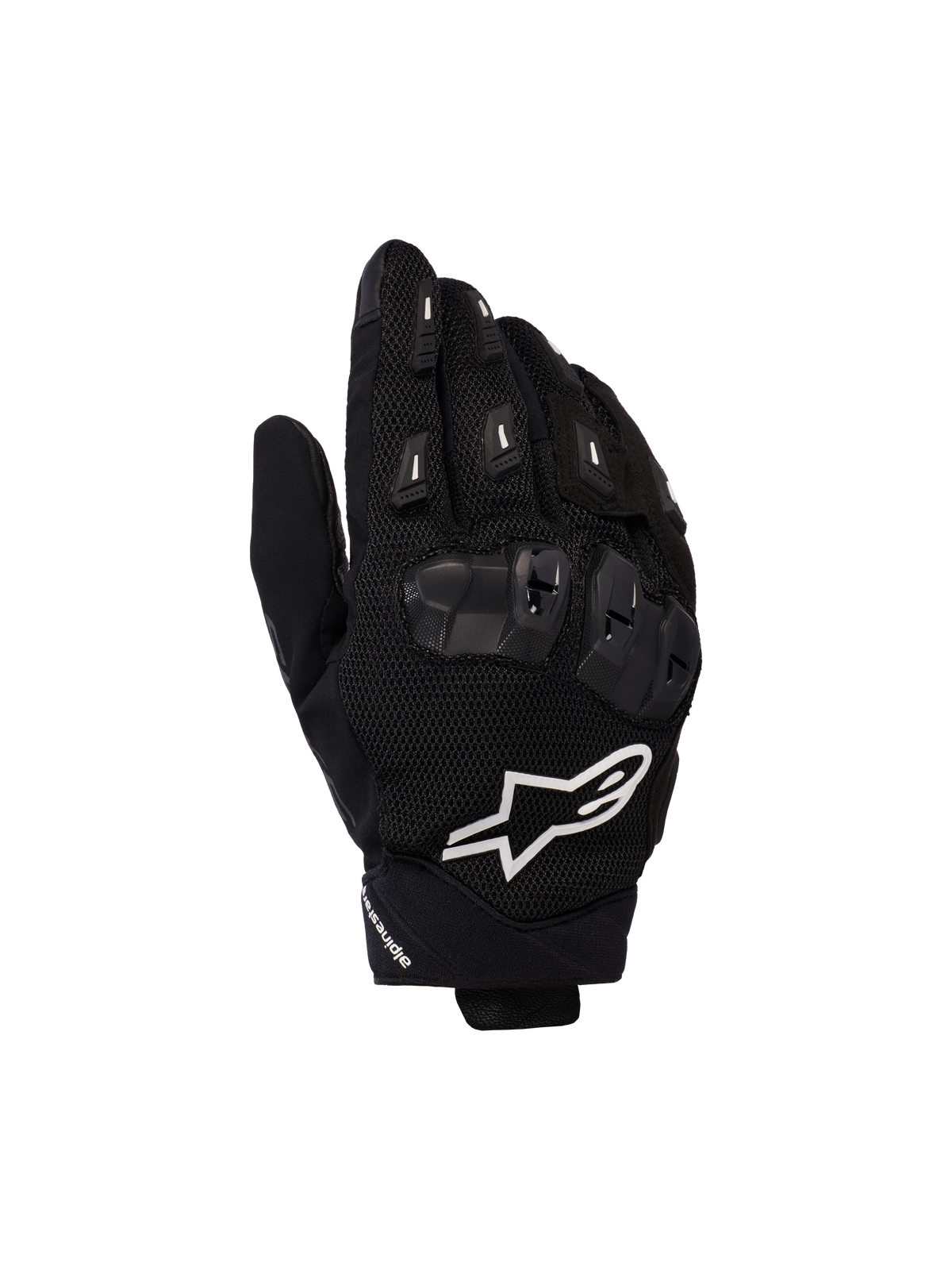 Alpinestars SP X 5 Air Handschuhe, Motorrad-Rennhandschuhe, Schwarz mit weißem Logo, 3D-Mesh-Konstruktion, TPU-Knöchelschutz und Fingerslider