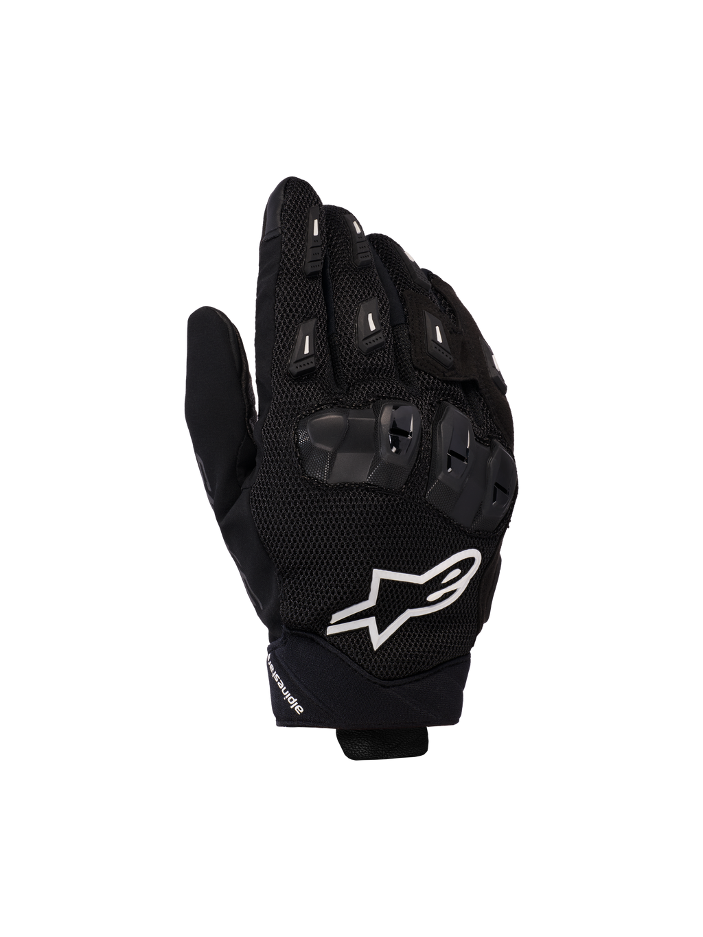 Alpinestars SP X 5 Air Handschuhe, Motorrad-Rennhandschuhe, Schwarz mit weißem Logo, 3D-Mesh-Konstruktion, TPU-Knöchelschutz und Fingerslider