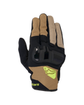 Alpinestars Chrome V2 Handschuhe, Motorradhandschuhe mit kurzer Stulpe, Dunkles Khaki und Schwarz, harter Knöchelschutz, atmungsaktive Mesh-Einsätze, fluoreszierend gelbes Alpinestars-Logo, Urban-Road-Fahrausrüstung