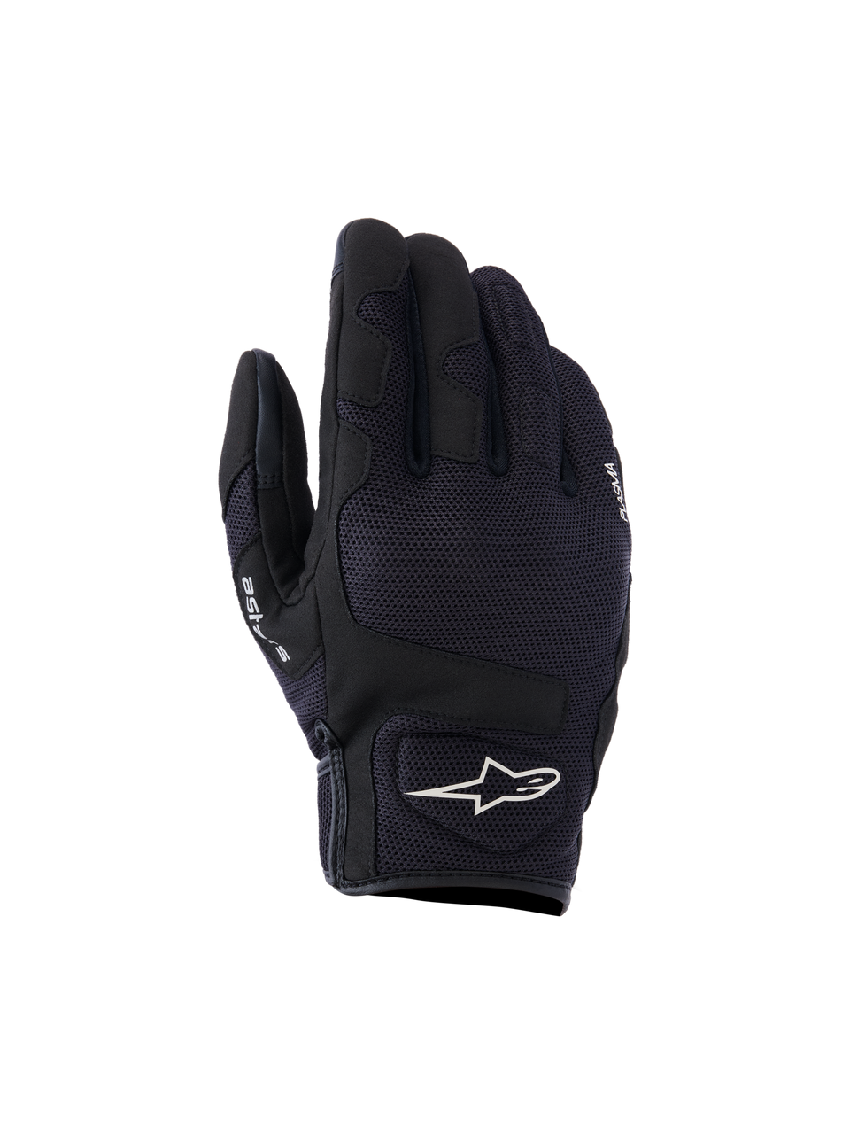 Alpinestars Ignite Handschuhe, Urbane Motorradhandschuhe, Schwarz, mit atmungsaktivem Mesh-Obermaterial, NUCLEON PLASMA Knöchelschutz und weißem Alpinestars Stern-Logo an der Manschette.