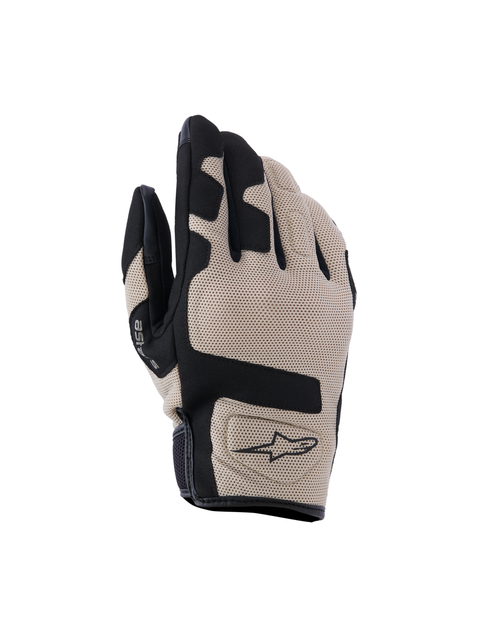 Alpinestars Ignite Handschuhe, Motorradhandschuhe, Beige und Schwarz, Oberhand aus strukturiertem Mesh mit schwarzen Panel-Akzenten, kurzes Manschettendesign mit Alpinestars-Logo, leichte und atmungsaktive Schutzausrüstung für urbanes Fahren