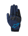 Alpinestars SP X 3 Handschuhe, Motorradhandschuhe, Dunkelblau und Schwarz mit Blithe Blue Akzenten, mit TPU-Knöchelschutz mit doppelter Dichte und Alpinestars Stern-Logo, Textil- und Mesh-Konstruktion für sportliches Fahren