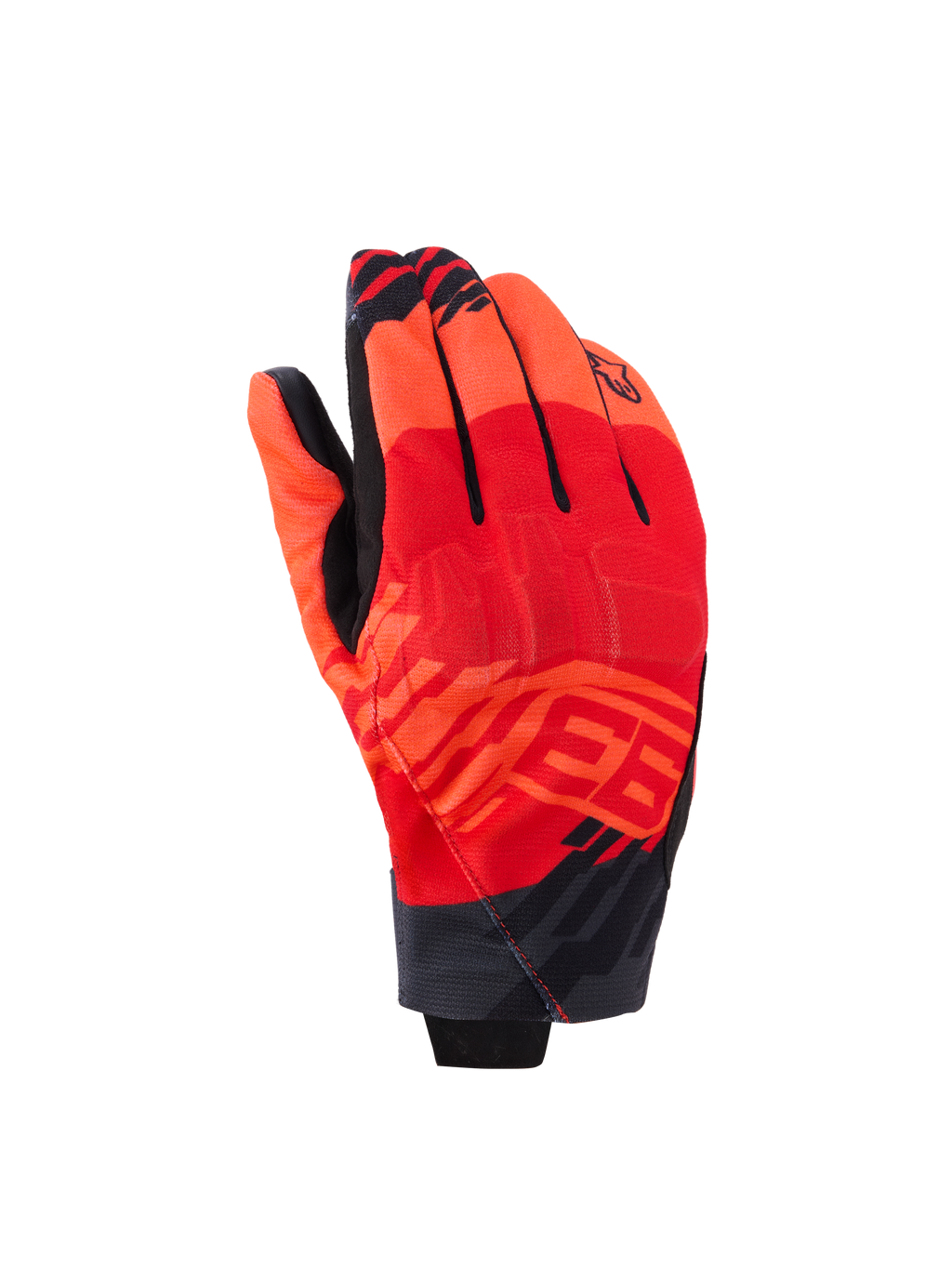 Alpinestars MM93 Reef V2 Gloves, short cuff motorcycle gloves, Red Fluo and Bright Red with Black accents, featuring Marc Marquez MM93 graphics and integrated knuckle protection, modern urban design