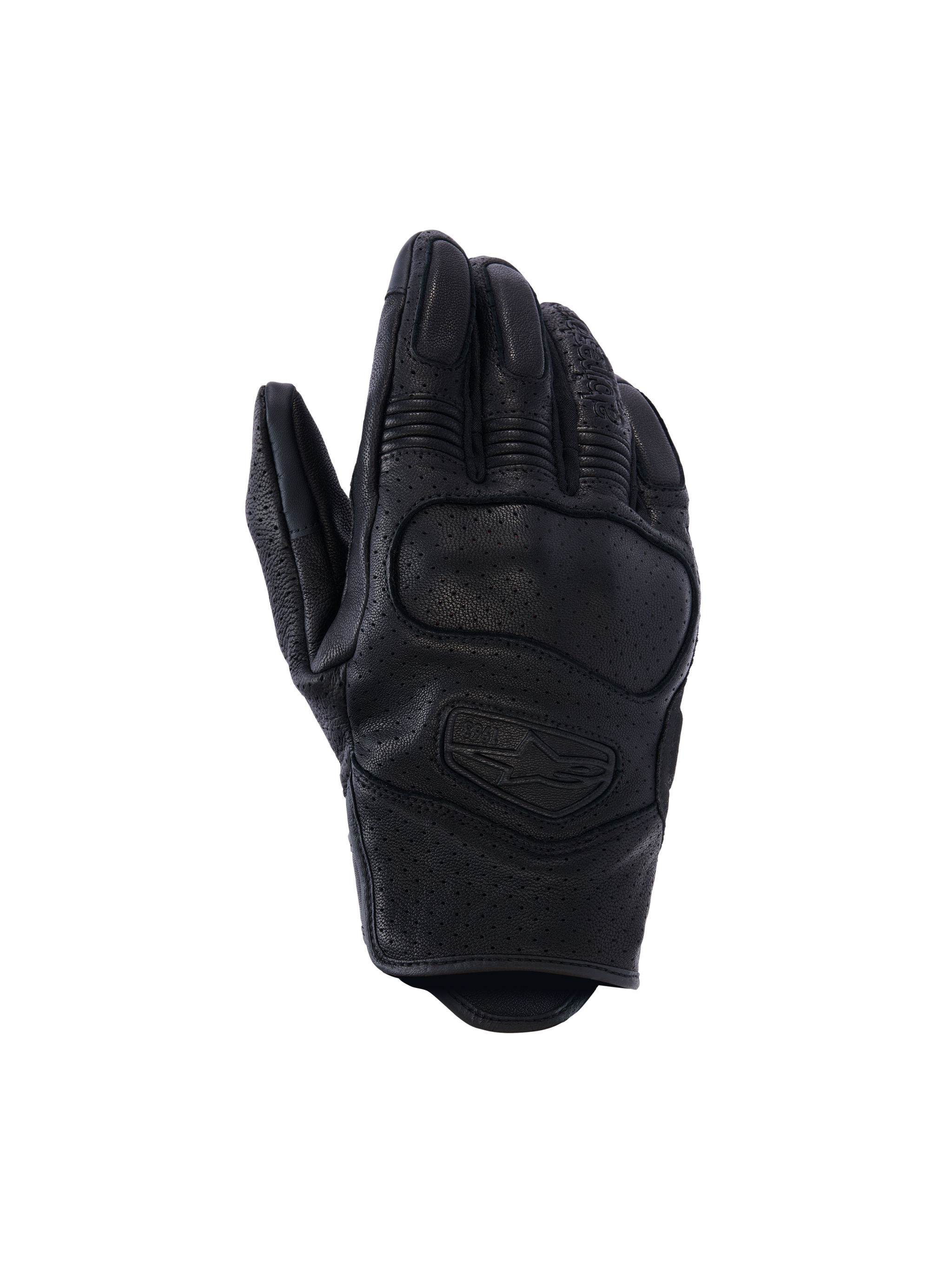 Alpinestars Mustang V3 Leather Gloves, Motorcycle Racing Gloves, Black, Perforated Leather Construction, Reinforced Knuckle Protection, Ergonomic Design