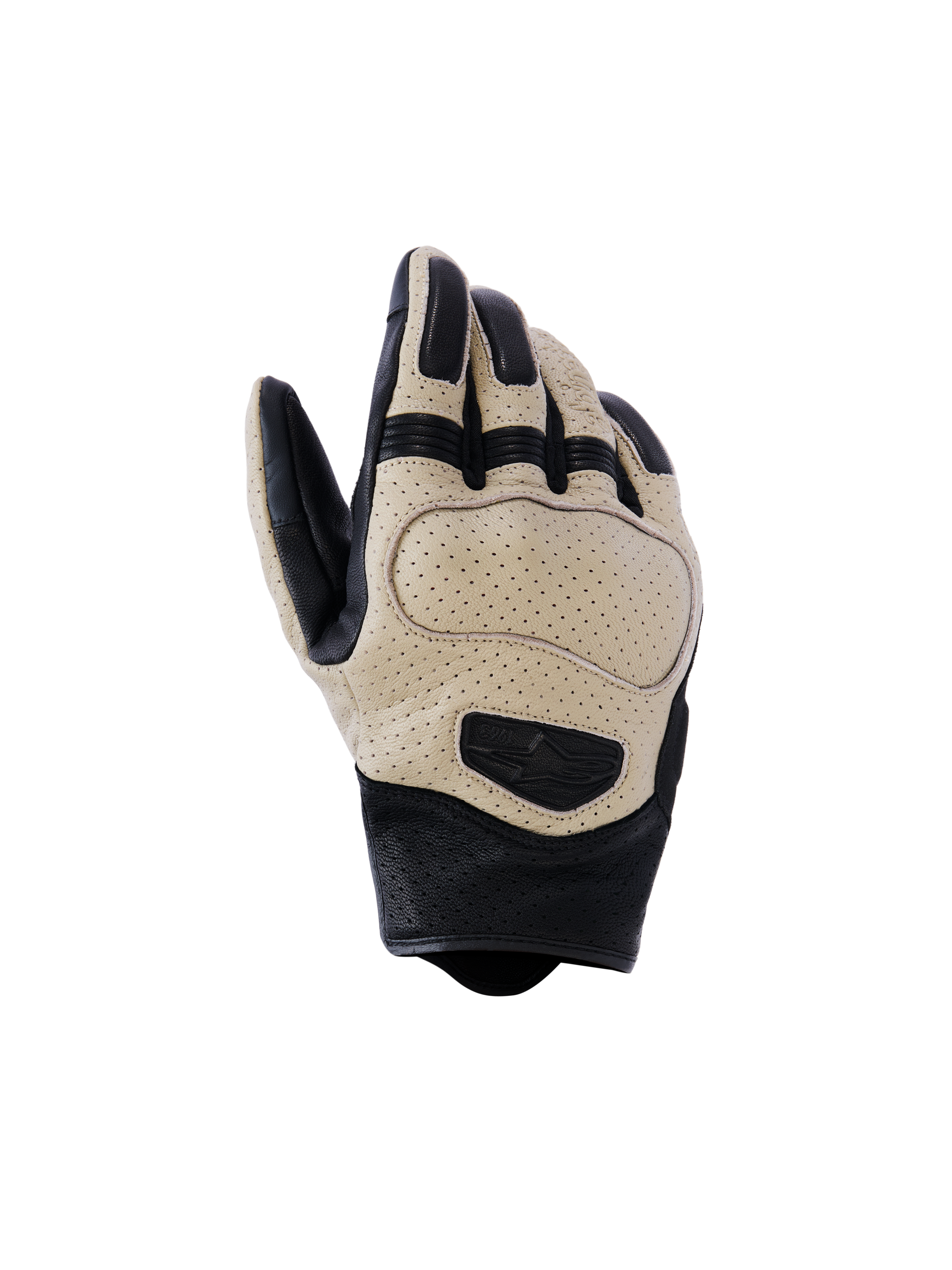 Alpinestars Mustang V3 Lederhandschuhe, Motorradhandschuhe, Braun und Schwarz, mit perforiertem Ziegenleder für Luftzirkulation, kurzes Bündchen im urbanen Design mit schützender Knöchelpolsterung und geprägtem Logo