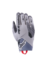 Alpinestars Durack Handschuhe, Motorradhandschuhe, Grau mit Schwarzen Akzenten, Texturierter Stoff, Verstärkter Handflächenbereich, Roter Anziehhilfe-Loop, Modernes Design für Schutz und Grip