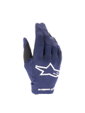 Alpinestars 2025 Radar Herren-Motocross-Handschuhe, Nachtmarine und Weiß, leichtes Stretch-Textil mit weißem Stern-Logo.