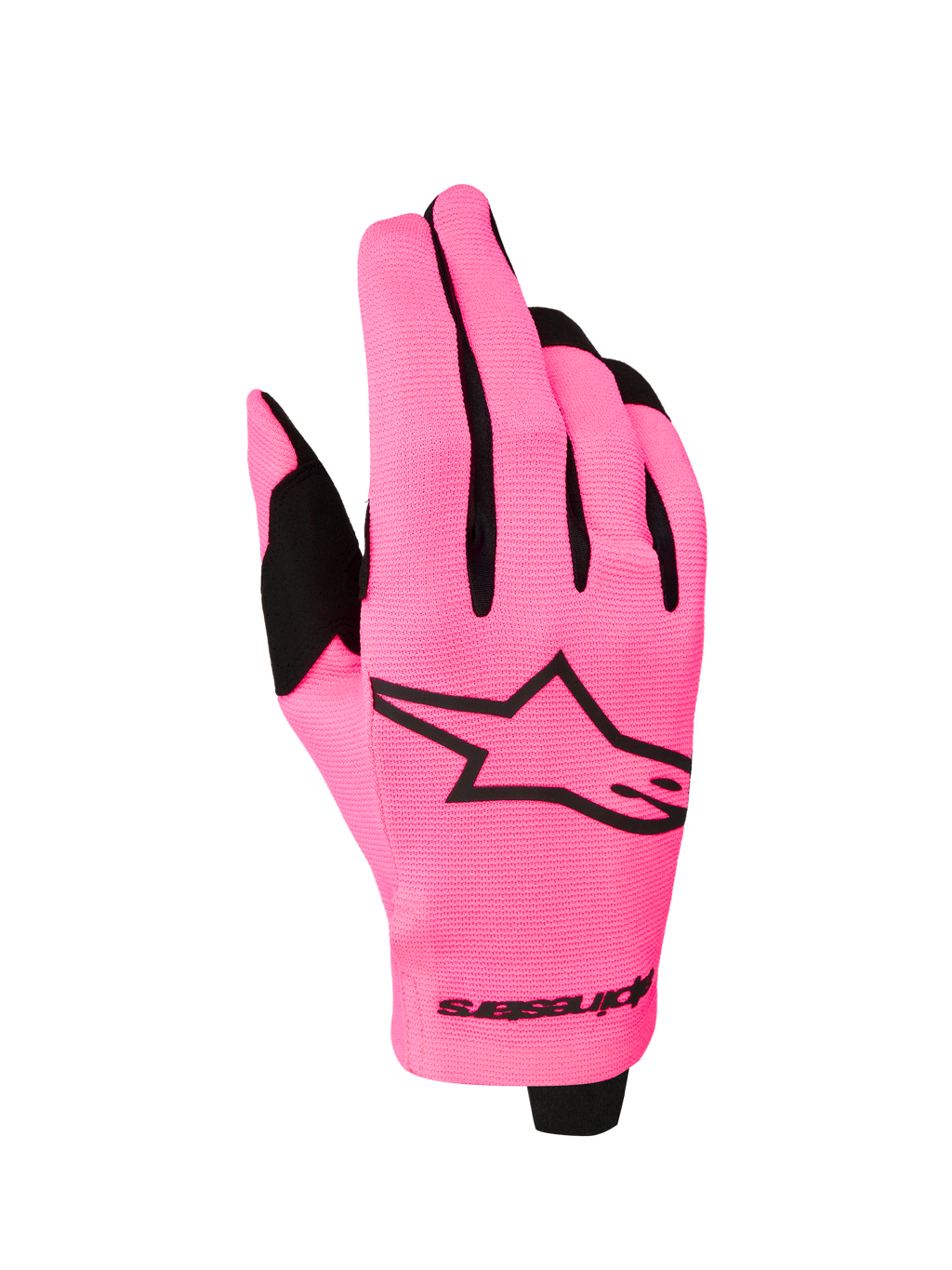 Alpinestars Radar Handschuhe 2027, leichte Motocross-Handschuhe in Pink Fluo und Schwarz mit Stretch-Textiloberhand.