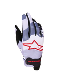 Alpinestars Radar Handschuhe 2027, Herren-Motocross-Handschuhe in Eschegrau und Rot mit sublimierter Stern-Grafik.