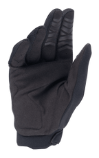 Alpinestars Honda Full Bore Handschuhe, Motocross-Handschuhe, Schwarz, Handflächenansicht mit synthetischem Wildleder für Strapazierfähigkeit, Silikon-Grip an den Fingerspitzen und verstärktem Daumenpatch, konzipiert für Offroad-Performance