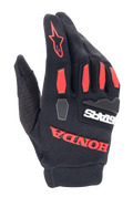 Alpinestars Honda Full Bore Handschuhe, Motocross-Handschuhe, Schwarz und leuchtendes Rot, mit TPR-Knöchelschutz und markantem gummiertem Honda-Branding, atmungsaktive Stretch-Textil-Konstruktion für Geländefahrten