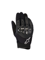 Alpinestars Megawatt V2 Handschuhe, Motocross- und Enduro-Handschuhe, Schwarz, Hartschalen-Knöchelschutz mit Carbon-Optik, perforiertes Leder auf der Oberhand für Atmungsaktivität, weißes Alpinestars Logo am Bündchen, strapazierfähiger Offroad-Schutz