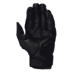 Alpinestars Celer V3 Gloves, Black Leather Motorcycle Gloves, Palm view showing goat leather construction, padded palm reinforcements, touchscreen-compatible index finger, and Alpinestars logo branding