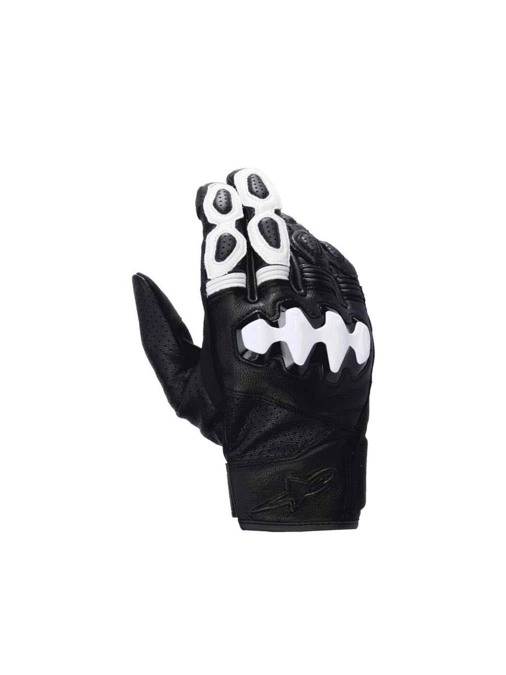 Alpinestars Celer V3 Handschuhe, Motorradhandschuhe, Schwarz und Weiß, Ziegenleder mit robustem PU-Knöchelschutz