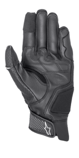 Alpinestars Morph Sport Gloves, Black, palm view featuring reinforced leather panels, stretch inserts for dexterity, and a short cuff with a white Astars logo on the velcro closure.