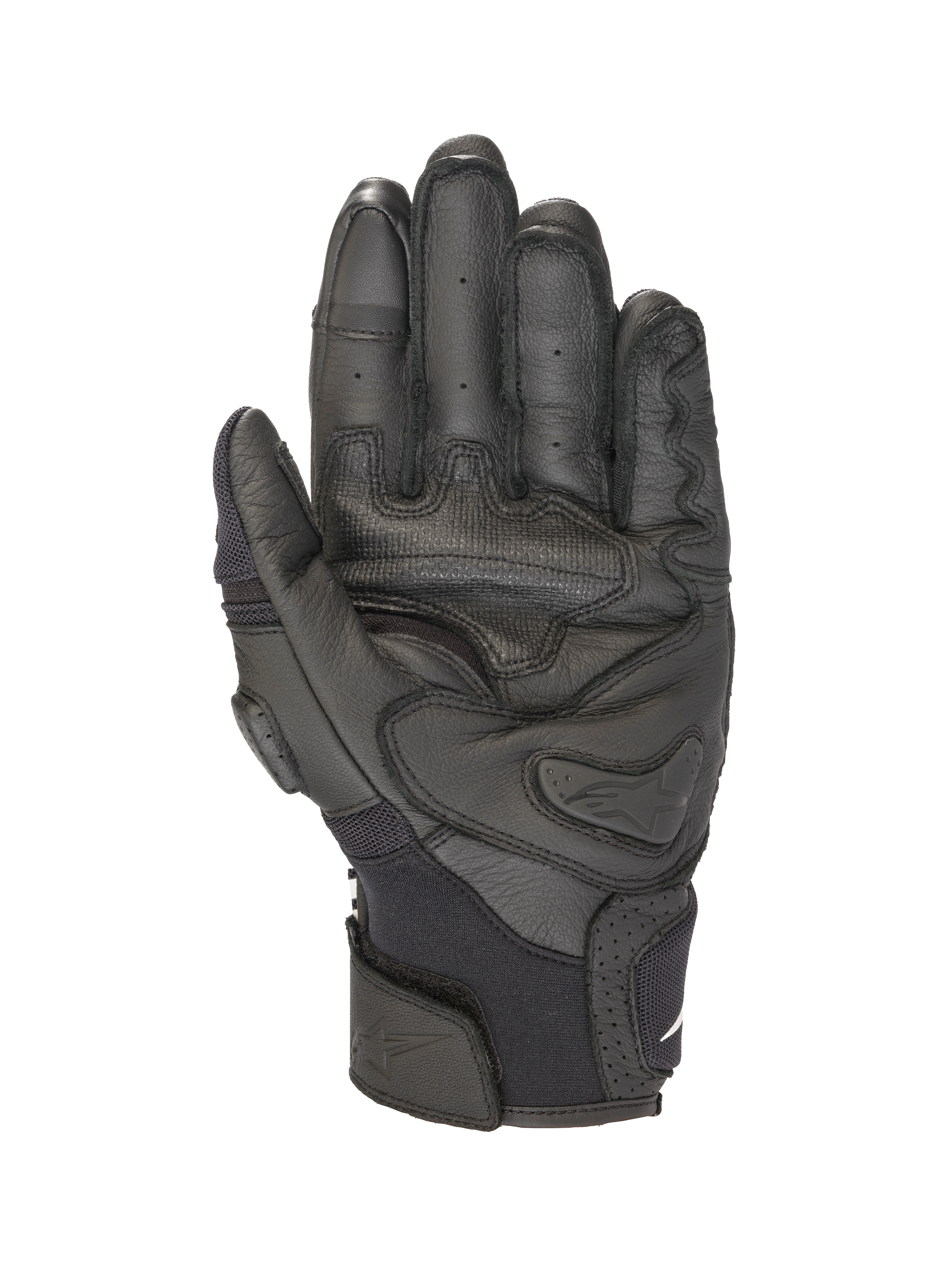 Alpinestars SPX AC V2 Gloves, Short Motorcycle Summer Gloves, Black, CE certified leather and mesh construction with hard palm slider and touchscreen fingertips