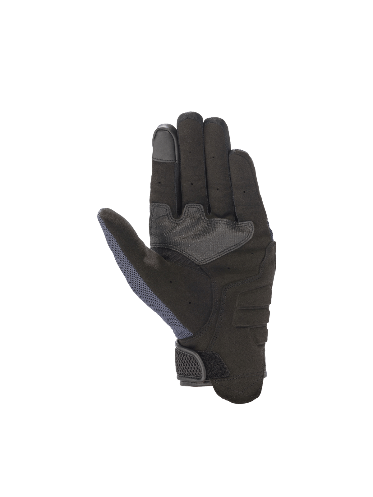 Alpinestars Copper Handschuhe, urbane Motorradhandschuhe, Schwarz und Blau, Wildlederhandfläche, Touchscreen-kompatibel.