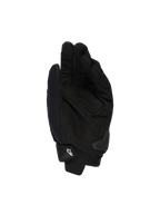 Alpinestars SP X 1 Gloves, Black, palm view showing synthetic leather construction for grip, TPR palm slider for impact protection, and adjustable cuff with white Alpinestars logo, motorcycle sport gear