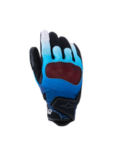 Alpinestars Mogress Airflow Handschuhe, Motorradhandschuhe, Blau, Schwarz und Weiß mit roter Handfläche, Mesh-Belüftung an den Knöcheln, Perforationen für Atmungsaktivität, Klettverschluss am Handgelenk, sportliches Design