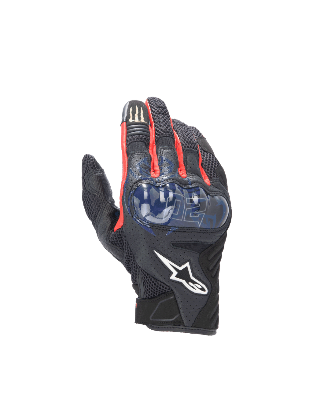 Alpinestars FQ20 SMX-1 Air V2 Monster Handschuhe, Motorradhandschuhe, Schwarz und Blau, Hartschalen-Knöchelschutz, Mesh.