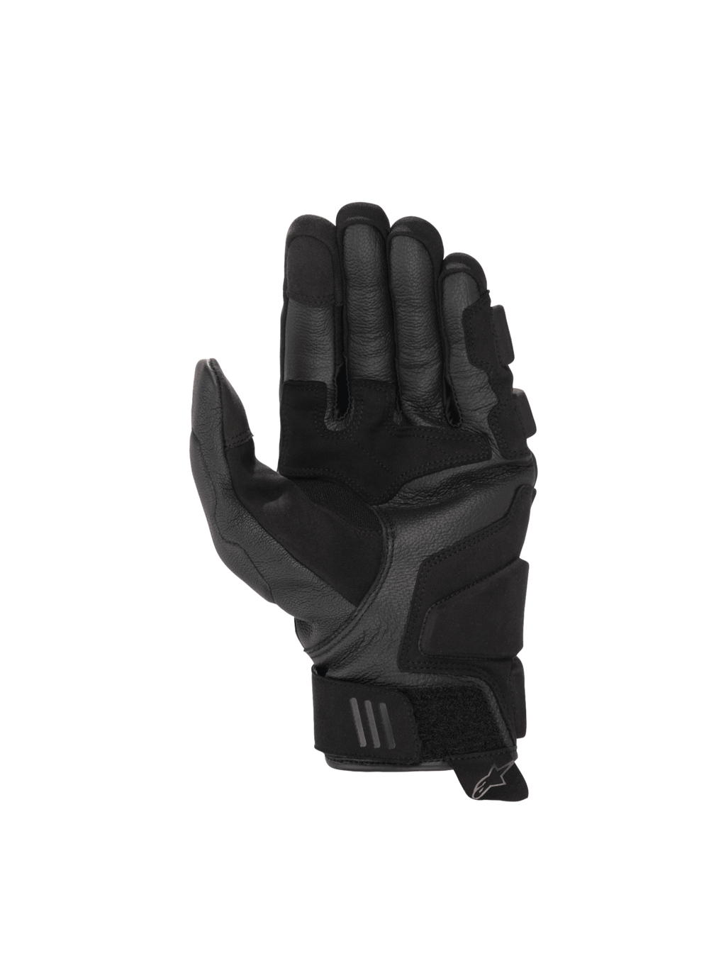 Alpinestars Phenom Leather Air Gloves, black goat leather motorcycle sport gloves, palm view with reinforced landing zones.