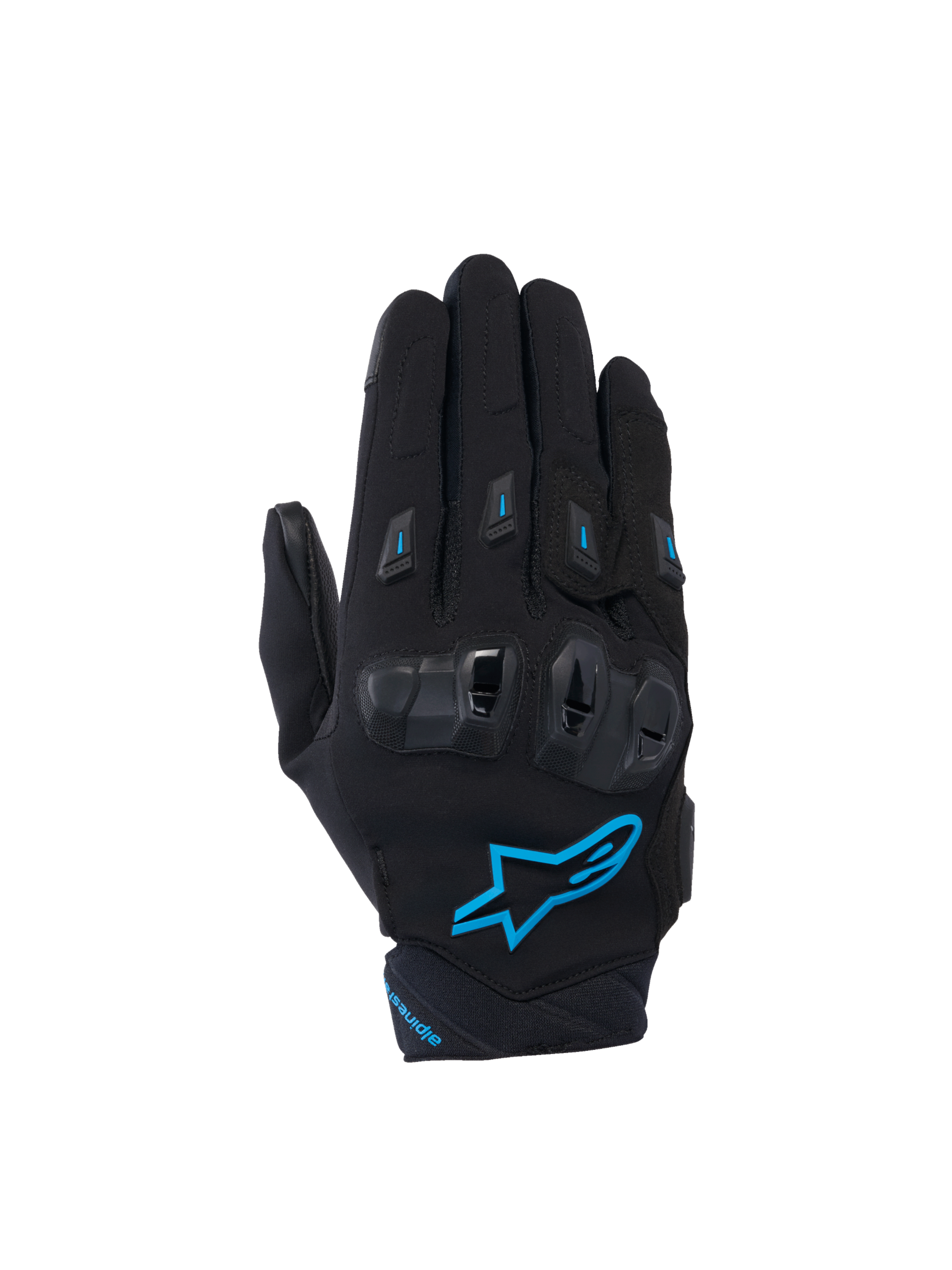 Alpinestars Stella SP X 3 Damen-Motorradhandschuhe, Schwarz und Blau, mit TPU-Knöchelschutz und atmungsaktivem 3D-Mesh.