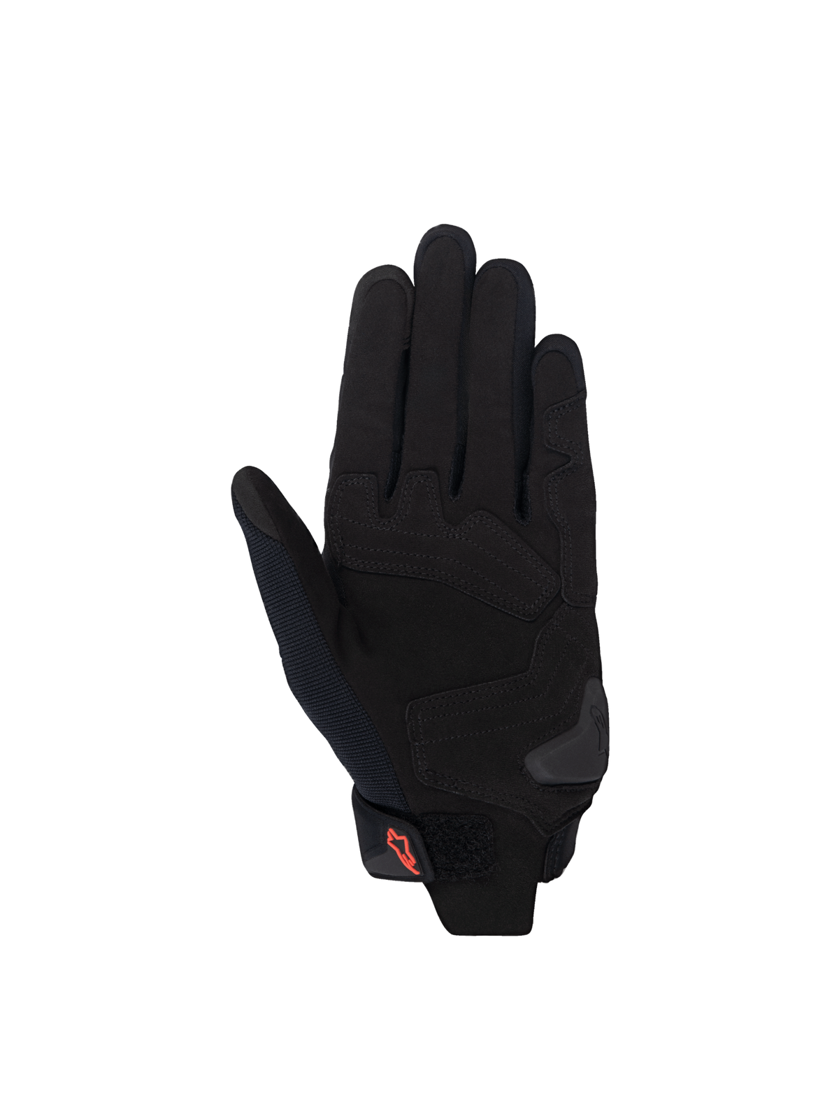 Alpinestars Stella SP X 1 Damen-Motorradhandschuhe, Handflächenansicht in Schwarz und Rot, Synthetikleder mit TPR-Slider.