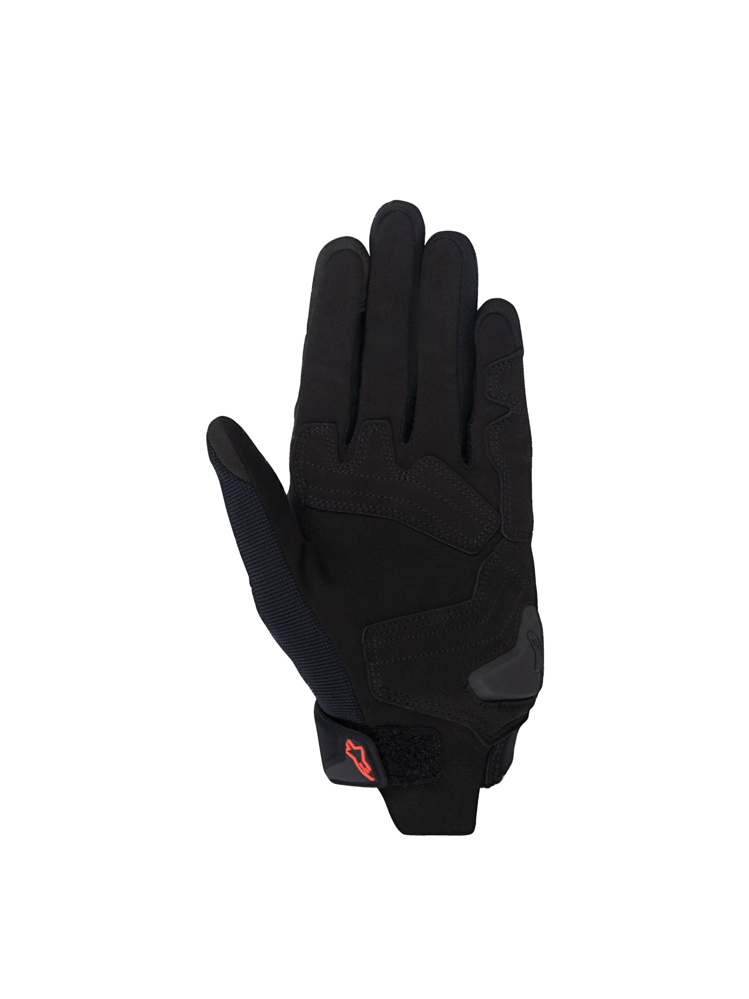 Alpinestars Stella SP X 1 Damen-Motorradhandschuhe, Handflächenansicht in Schwarz und Rot, Synthetikleder mit TPR-Slider.