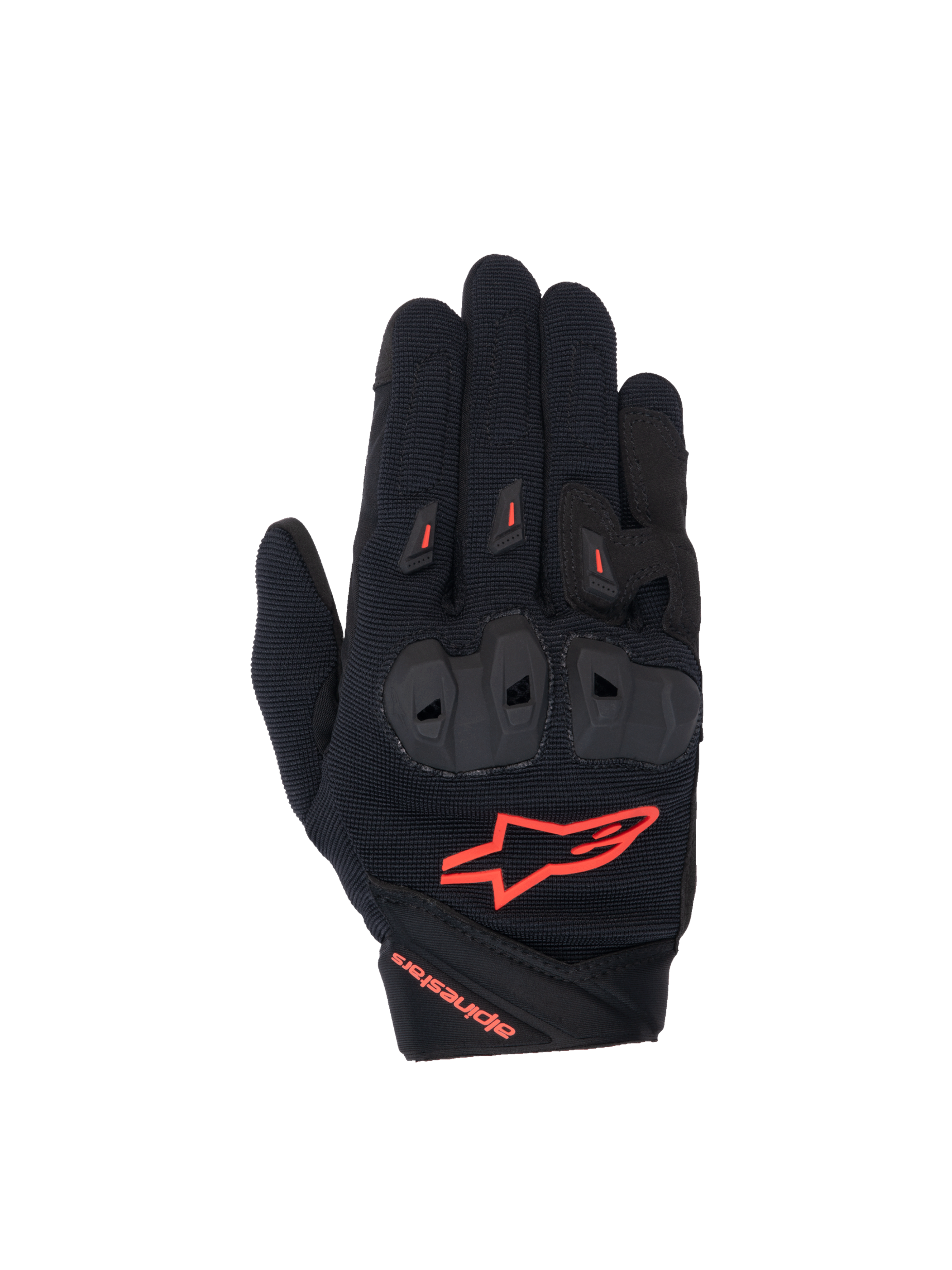 Alpinestars Stella SP X 1 Damen-Motorradhandschuhe, Schwarz und Fluo-Rot, mit belüftetem Textil und TPR-Knöchelschutz.