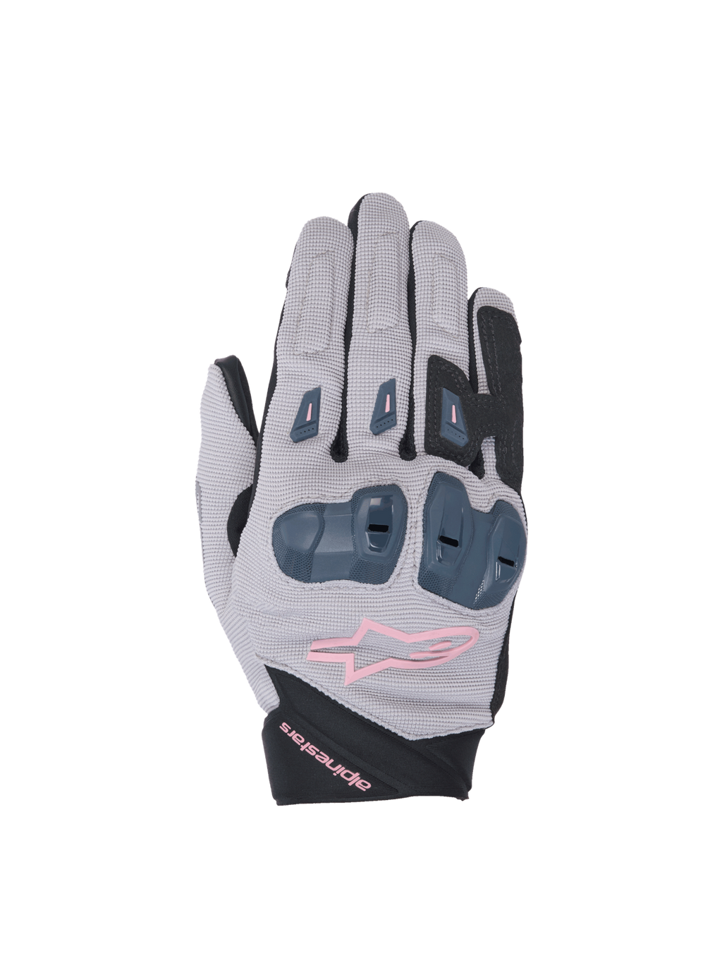 Alpinestars Stella SP X 1 Damen-Motorradhandschuhe, Grau und Schwarz mit pinken Details, TPR-Knöchelschutz, atmungsaktives Textil für Racing