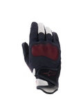 Alpinestars Stella Mogress Airflow Handschuhe, Damen-Motorradhandschuhe, Schwarz, Ecru und Fading Coral, Handrückenansicht mit 3D-Mesh-Einsätzen, Nucleon Plasma Knöchelschutz und Klettverschluss am Handgelenk.