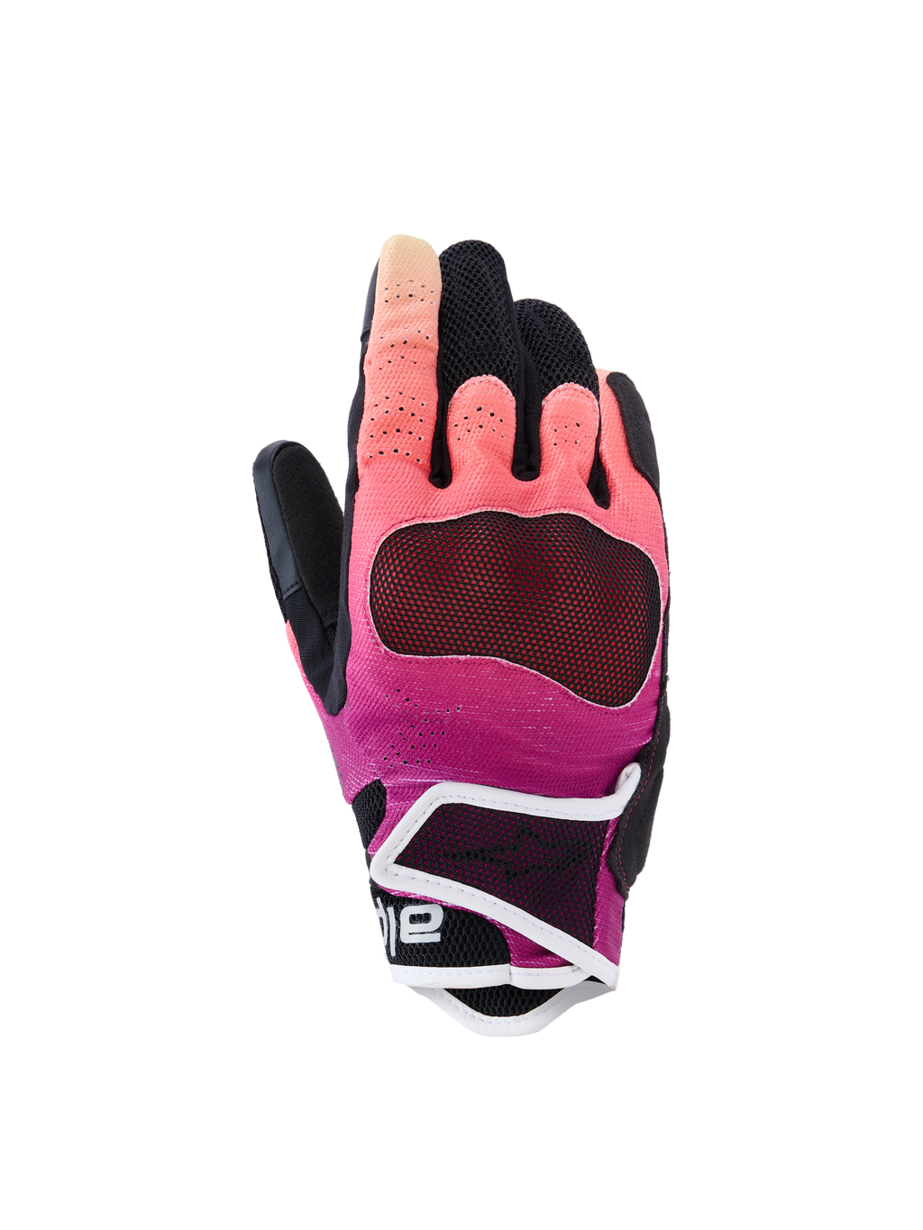 Alpinestars Stella Mogress Airflow Handschuhe, Damen-Motorradhandschuhe, Fading Coral und Schwarz mit weißem Rand, mit belüfteter Textil-Oberhand, laserperforierten Fingereinsätzen und einem schützenden kurzen Bündchen für den urbanen Einsatz.