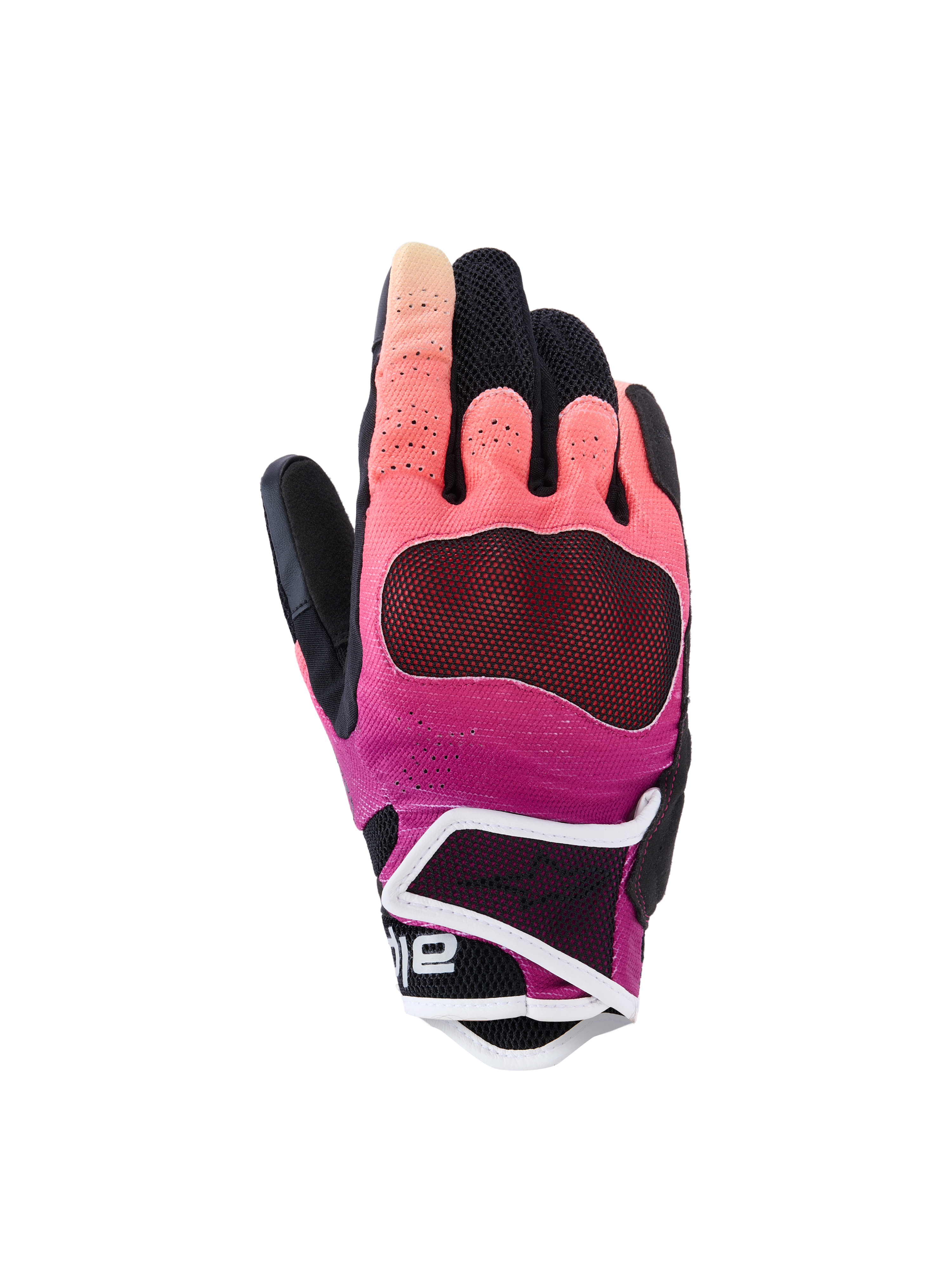 Alpinestars Stella Mogress Airflow Handschuhe, Damen-Motorradhandschuhe, Fading Coral und Schwarz mit weißem Rand, mit belüfteter Textil-Oberhand, laserperforierten Fingereinsätzen und einem schützenden kurzen Bündchen für den urbanen Einsatz.
