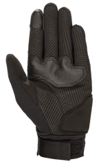 Alpinestars Stella Reef Damen-Handschuhe, Motorradhandschuhe, Schwarz, Ansicht der Handfläche aus synthetischem Wildleder mit geometrischem Grip-Muster, verstärkten Handflächenpolstern und verstellbarem Gurtband-Handgelenkverschluss für Komfort bei Stadtfahrten