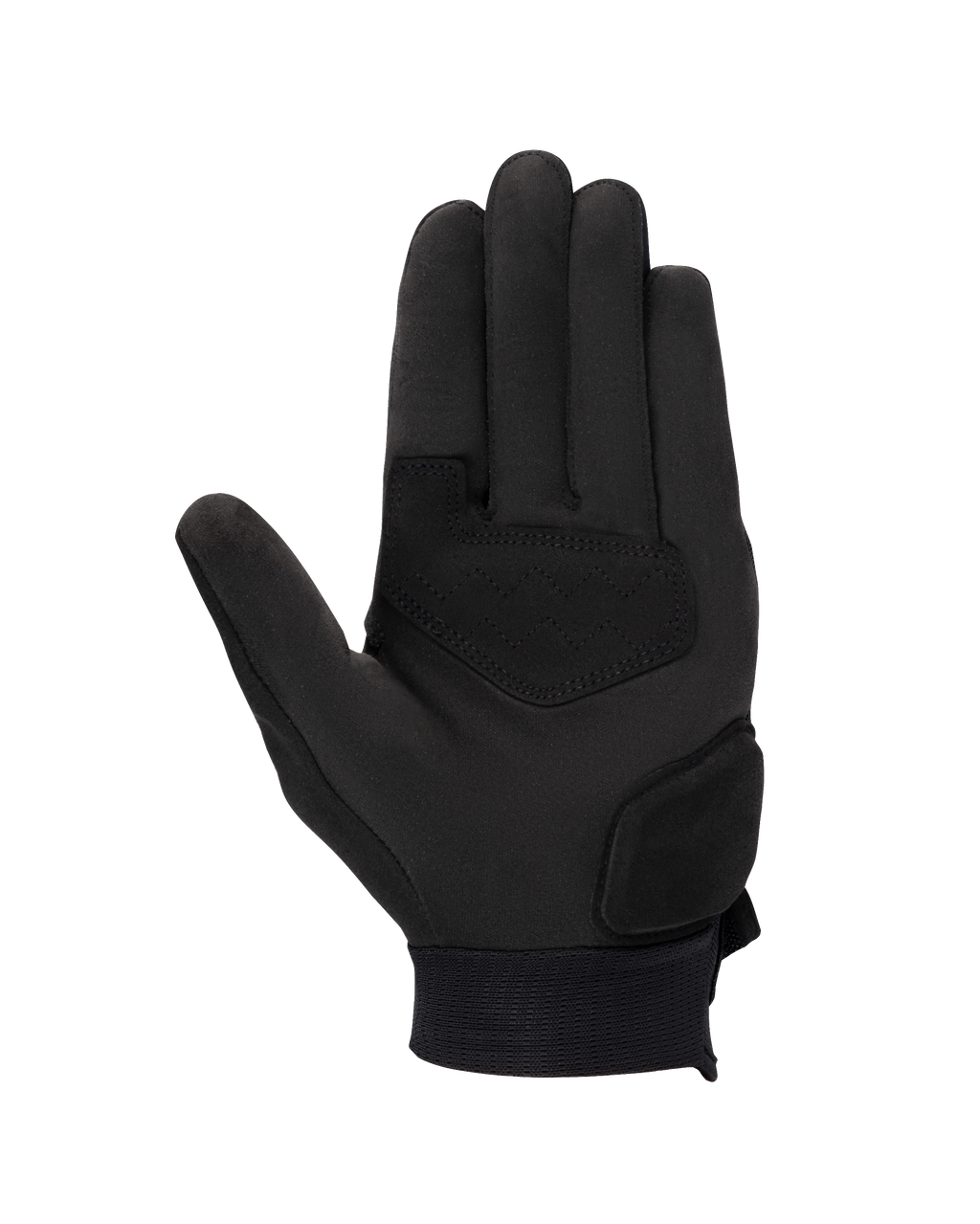 Alpinestars Stated Damen-Handschuhe, Schwarz, Handflächenansicht mit synthetischer Wildlederkonstruktion, verstärkte Handfläche und Daumen für Abriebfestigkeit, elegantes urbanes Motorrad-Design